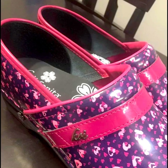 KOI by Sanita Professional Clogs; Pink & Purple Hearts! - Picture 1 of 6